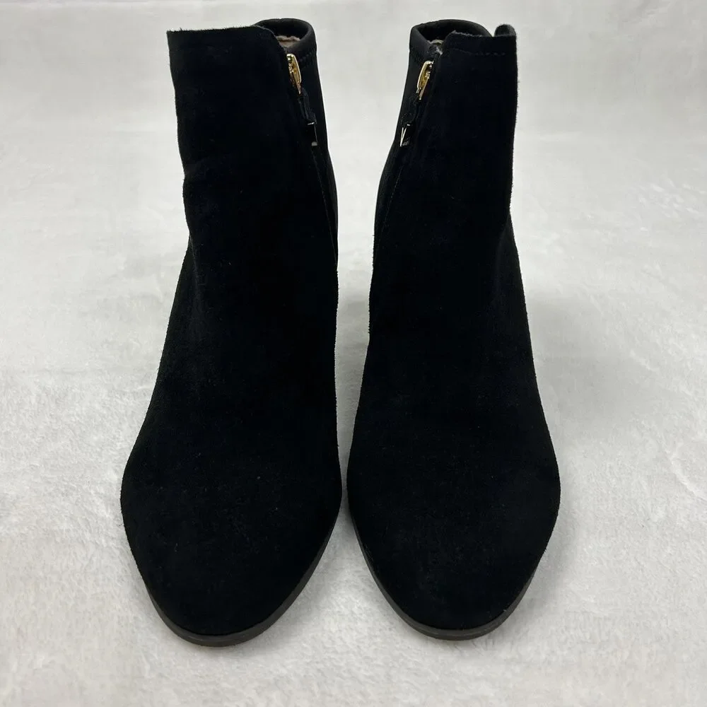 Vionic Boots Womens Size 10 Black Perk Whitney Ankle Booties Suede Zip Heeled